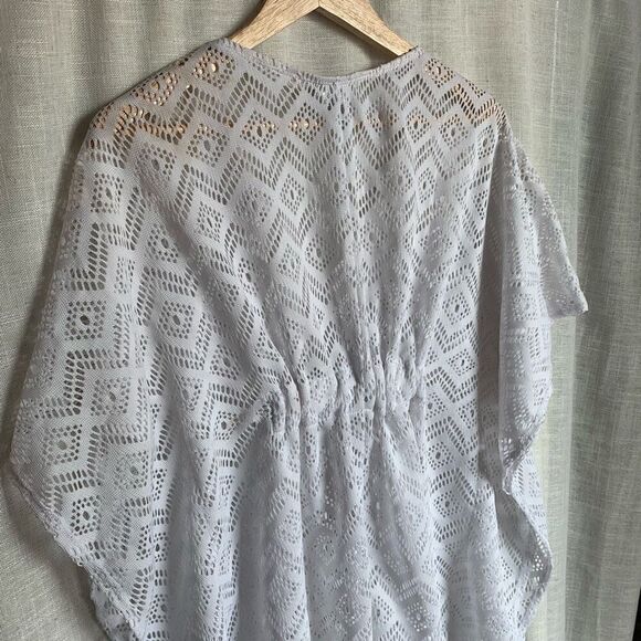 Jaclyn Smith women’s medium white Swimsuit Cover‎ sheer cut out design front tie - Picture 9 of 14